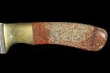 Damascus Knife With Fossil Dinosaur Bone (Gembone) Inlays #125251-2